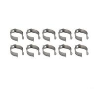 Moliuoly Clips abiertos de acero para resortes, 10 unidades, acero al manganeso, pinzas plateadas para garaje, cobertizo, patio, armario, para guardar escobas, rastrillos, tubos, tamaño a elegir (32