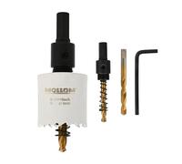 Mollom (37mm | 1-7/16") HSS M42 con 8% de cobalto,Sierra de Corona Bi-Metal con 2 Brocas Piloto y Arbor para Corte Suave en PVC,Pladur,Madera,Plástico,Yeso,Goma