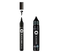 Molotow Blackliner Brush and Refill (1 pincel Blackliner Brush con punta de pincel y 1 recambio de 30 ml, tinta altamente pigmentada, permanente, indeleble para documentos), color negro