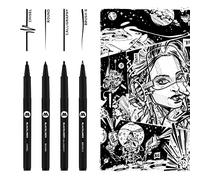 MOLOTOW Set de trazadores Blackliner Set 3 – 4 puntas especiales, tinta permanente, 4 uds negro
