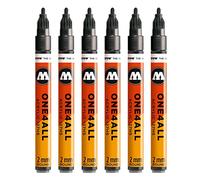 Molotow One4All 127HS #225 Rotulador, 6 unidades, 2 mm, color negro metálico 2 mm