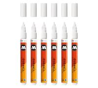 Molotow One4All 127HS - Rotuladores acrílicos brillantes (grosor de trazo de 2,0 mm, alto brillo, opacos y permanentes, secado rápido, rellenables, para casi todas las superficies), 6 unidades, color