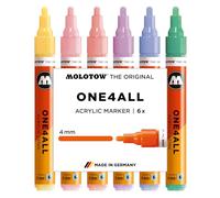 Molotow One4All 227HS - Juego de rotuladores acrílicos Pastel Classic (grosor de trazo de 4,0 mm, altamente opaco y permanente, secado rápido, recargable, para casi todas las superficies), 6 unidades