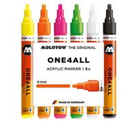 Molotow One4All 227HS - Lápices acrílicos (alta cobertura y permanentes, resistentes a los rayos UV, para casi todas las superficies), color multicolor 6 unidad