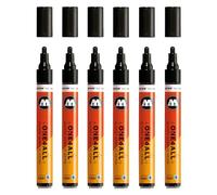 Molotow One4All 227HS - Rotulador acrílico brillante (grosor de trazo de 4,0 mm, alto brillo, alto opaco y permanente, secado rápido, recargable, para casi todas las superficies), 6 unidades, color