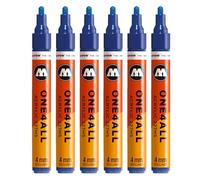 Molotow One4All 227HS - Rotulador acrílico (grosor de trazo de 4,0 mm, altamente opaco y permanente, secado rápido, recargable, para casi todas las superficies), 6 unidades, color azul oscuro 248 SEEN