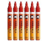 Molotow One4All 227HS - Rotulador acrílico (grosor de trazo de 4,0 mm, altamente opaco y permanente, secado rápido, recargable, para casi todas las superficies), 6 unidades, color rojo frambuesa 245
