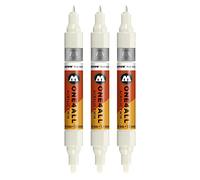 Molotow One4All Acrylic Twin Marker (grosor de trazo 1,5 mm y 4 mm, alta opacidad y permanente), 3 unidades, color 229 blanco natural