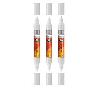 Molotow One4All - Rotulador acrílico Twin (grosor de trazo de 1,5 y 4,0 mm, altamente opaco y permanente, secado rápido, recargable, para casi todas las superficies), 3 unidades, color blanco