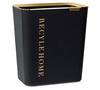 MOLUCKFU Cubo de Basura Cuadrado Nórdico Simple 10l Negro para Cocina | PP ABS Hierro, Anillo de Presión y Boca Oculta, Base Antideslizante, Acabado Liso, Resistente