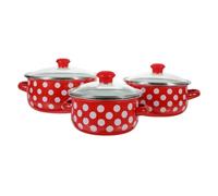 MOLUCKFU Juego de Olla Esmaltada Mini con Diseño de Doble Asa y Fondo Plano, Adecuado para Sopas y Estofados en Todo Tipo de Cocinas