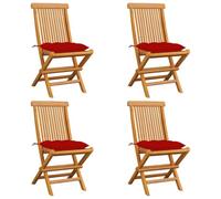 Molumvel Juego de 4 sillas plegables de jardín de madera maciza de teca | Madera dura resistente a la intemperie, gran comodidad, función plegable que ahorra espacio