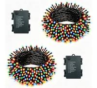 MOLVCE Guirnalda Luces Pilas Luces LED 8 Modo Impermeable Temporizador para Exterior o Interiores Cadena Decoración 10m 100LEDs, 2 Pack, Decorativas para Navidad, Halloween, Boda, Color