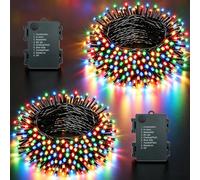 MOLVCE Guirnalda Luces Pilas Luces LED 8 Modo Impermeable Temporizador para Exterior o Interiores Cadena Decoración 5m 50LEDs, 2 Pack, Decorativas para Navidad, Halloween, Boda, Color