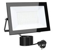 MOLVCE Proyector LED para exteriores, 100 W, 6000 K, blanco frío, resistente al agua, IP66, reflector superbrillante con enchufe y cable de alimentación de 3 m, para jardín, almacén, aparcamiento,