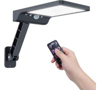 Moman Luz Solar Exterior, Focos LED Exterior Solares con Sensor de Movimiento 2200mAh 3 Modos IP65 Impermeable Farola Solar con Control Remoto, Luz-Solar-Exterior-Farola-Lampara