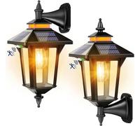 Moman Luz Solar Exterior Vintage con Sensor de Movimiento - 3 Modos, Impermeable IP65, Aplique Pared 2 Piezas para Garaje, Jardín, Patio - Farola con Foco