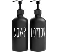 MOMEEMO Juego de dispensador de jabón Negro Mate, Contiene dispensador de jabón de Manos y dispensador de loción. Juego de dispensador de jabón de baño Adecuado para decoración de baño Estilo Granja