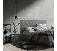 MOMMA HOME Cabecero de Cama en Polipiel - Modelo Calor- Cabecero tapizado en ecopiel - Cabecero Acolchado - Incluye herrajes para Colgar - Cabezal para Cama Dormitorio (Gray, 150 x 60 cm)