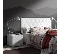 MOMMA HOME Cabecero de Cama en Polipiel - Modelo Calor- Cabecero tapizado en ecopiel - Cabecero Acolchado - Incluye herrajes para Colgar - Cabezal para Cama Dormitorio (White, 160 x 60 cm)