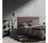 MOMMA HOME Cabecero de Cama en Polipiel - Modelo Calor- Cabecero tapizado en ecopiel - Cabecero Acolchado - Incluye herrajes para Colgar - Cabezal para Cama Dormitorio (Brown, 90 x 60 cm)
