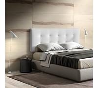 MOMMA HOME Cabecero de Cama en Polipiel - Modelo RESQUA - Cabecero tapizado en ecopiel - Cabecero Acolchado - Incluye herrajes para Colgar - 9cm Ancho - Cabezal Dormitorio (White, 150 x 60 x 9 cm)
