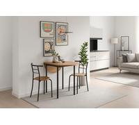 MOMMA HOME Conjunto de Mesa de Cocina Extensible con 2 Sillas - Mesa de Comedor Plegable y Extensible, Diseño Moderno en Negro y Roble, Modelo Leva