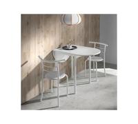 MOMMA HOME Mesa de Cocina Plegable Extensible con 2 Sillas - Conjunto de Comedor Abatible y Multifuncional en Roble/Blanco, Modelo Leva