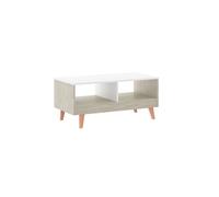 MOMMA HOME Mesa Centro ROAU con Cajón, Mesita de Salón o Comedor, Acabado en Roble y Blanco, Medidas: 90.5 x 44.5 x 40.5 cm Raíz Mesas de Centro y auxiliares Inicio Muebles de Salón y Hogar Momma Home