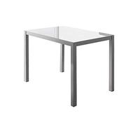 MOMMA HOME Mesa Comedor Cristal - Rectangular, Blanca, Muebles de Salon, Cristal Templado, Color Blanco/Plata, Modelo Melbourne, Medidas 110 x 75 x 75 cm