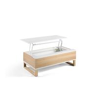 MOMMA HOME Mesa de Centro rectangula - Modelo Royal - Color Roble/Blanco - Material Roble/MDF - Medidas 110 x 60 x 38 cm Raíz Mesas de Centro y auxiliares Inicio Muebles de Salón y Hogar MommaHome