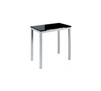 MOMMA HOME Mesa de Cocina Extensible - Modelo CALCUTA Alta - Color Negro/Plata - Material Cristal Templado/Metal - Medidas 140x60x98cm