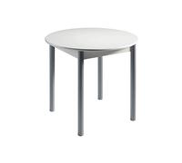 MOMMA HOME Mesa de Cocina Circular - Modelo AGOS - Color Blanco/Plata - Material MDF/Metal - Medidas 90/120 x 90 x 75,5 cm