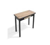 MOMMA HOME Mesa de Cocina Extensible Pompeya - Mesa de Comedor Moderna, Plegable y Multifuncional, Color Roble Rústico y Negro, Medidas 80x40/80x78 cm