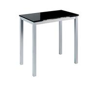 MOMMA HOME Mesa de Cocina Extensible - Modelo CALCUTA Alta - Color Negro/Plata - Material Cristal Templado/Metal - Medidas 140x60x98cm