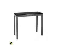 MOMMA HOME Mesa Cocina Cristal Extensible - Mesa Comedor Cristal Extensible, Mesa Plegable, Color Negro/Plata, Novi, Cristal Templado/Metal, Medidas 85/130x40x76 cm