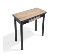 MOMMA HOME Mesa de Cocina Extensible Pompeya - Mesa de Comedor Moderna, Plegable y Multifuncional, Color Roble Rústico y Negro, Medidas 80x40/80x78 cm