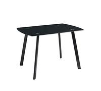 MOMMA HOME Mesa de Comedor - Modelo Karla - Color Negro/Negro - Material Cristal Templado/Metal - Medidas 120 x 80 x 75,5 cm