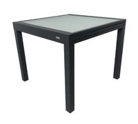 MOMMA HOME Mesa Extensible Jardin Aluminio y Cristal Templado Mesa Comedor Cuadrada Extensible de Exterior Al Aire Libre 4-6 Personas Medidas 90/180x90x74H cm (Gray)