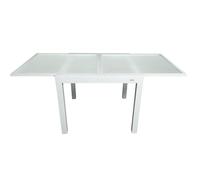 MOMMA HOME Mesa Extensible Jardin Aluminio y Cristal Templado Mesa Comedor Cuadrada Extensible de Exterior Al Aire Libre 4-6 Personas Medidas 90/180x90x74H cm (Blanco)