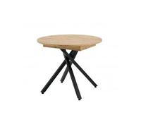 MOMMA HOME Mesa de Comedor Extensible y Plegable - Mesa Redonda para Salón, con Patas Metálicas Regulables, Color Roble/Negro, 90-120x90x75 cm