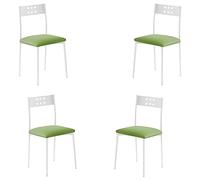 MOMMA HOME Set 4 Sillas de Cocina o Comedor - Xara White -Material Metal/Ecopiel - Medidas 41 x 47 x 86 cm Color Verde