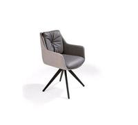 Momma Home - Set de 2 Sillas de Comedor en Ecopiel y Tela Gris con Estructura Negra y Sistema Giratorio 360º