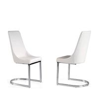Sillas de Comedor Blancas Momma Home - Modelo Brand - Ecopiel/Acero Inoxidable - Diseño Moderno y Elegante