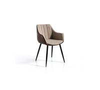 MOMMA HOME Set de 2 Sillas - Modelo Sacramento - Color Beige/Marron - Material Ecopiel/Tela - Medidas 58 x 55 x 83 cm Raíz Sillas de Comedor Inicio Muebles de Salón y Hogar Sillas de comedor beige Mom
