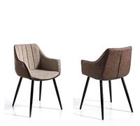 MOMMA HOME Set de 2 Sillas - Modelo Sacramento - Color Beige/Marron - Material Ecopiel/Tela - Medidas 58 x 55 x 83 cm