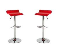 MOMMA HOME Set de 2 Taburetes de Asiento Elevado - Modelo Noa - Color Rojo/Plata - Material Ecopiel/Metal Cromado - Medidas 38×39,5X (64-85) H cm