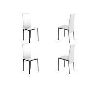 MOMMA HOME Set de 4 Sillas de Comedor - Modelo Melbourne - Color Blanco/Plata - Material Ecopiel/Metal - Medidas 42 x 51 x 97 cm