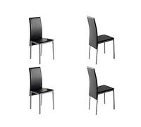 MOMMA HOME Set de 4 Sillas de Comedor - Modelo Melbourne - Color Negro/Plata - Material Ecopiel/Metal - Medidas 42 x 51 x 97 cm