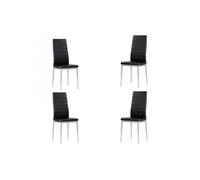 MOMMA HOME Set de 4 Sillas - Modelo Rene - Color Negro/Plata - Material Ecopiel/Metal - Medidas 41 x 47 x 98 cm Raíz Inicio Sillas de Cocina Muebles de cocina Momma Home